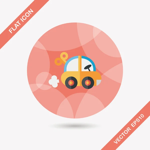 Juguete coche icono plano con sombra larga, eps10 — Vector de stock