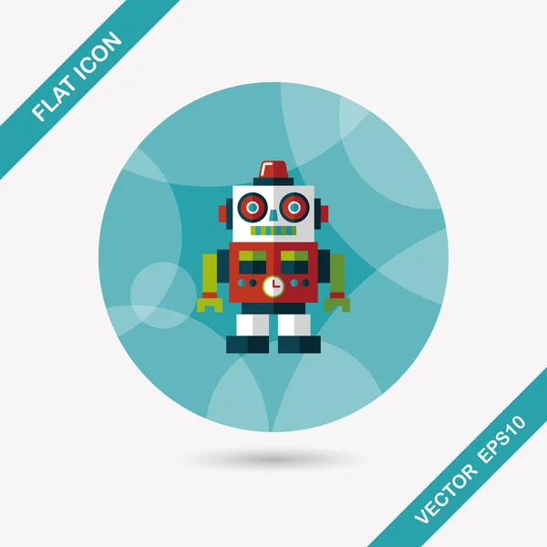 Icono plano robot vintage con sombra larga, eps 10 — Vector de stock