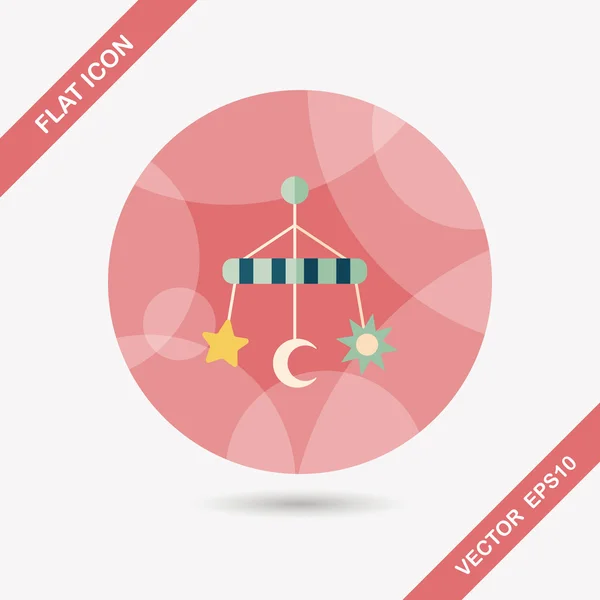 Baby crib hanging toy flat icon with long shadow, EPS 10 — стоковый вектор