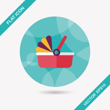 Bebek beşik yatak düz simgesiyle uzun gölge, eps10