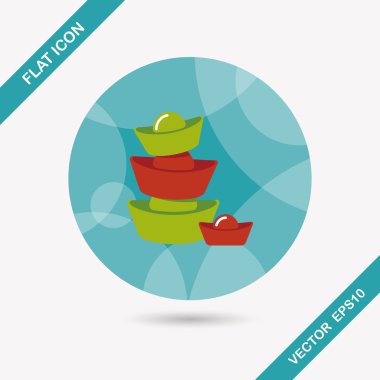 Çin yeni yılı uzun gölge, eps10, Altın külçe de düz simgesiyle