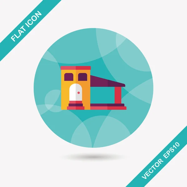 Building flat icon with long shadow, eps10 — стоковый вектор