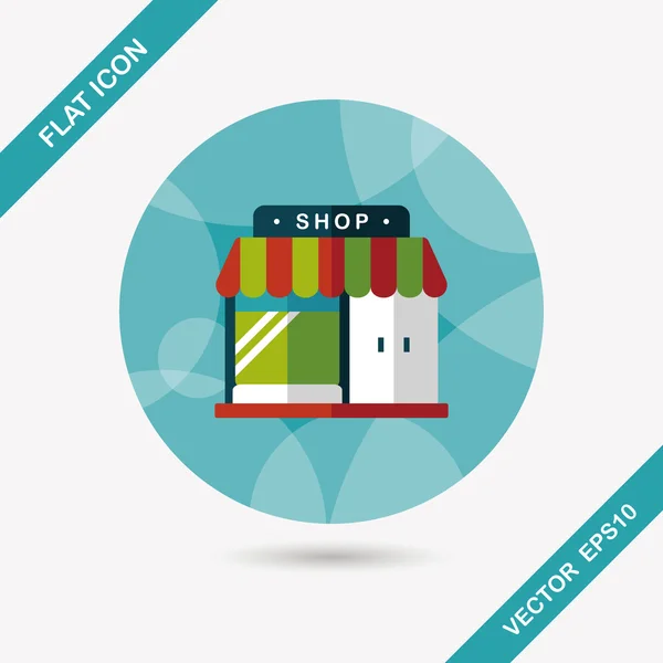 Building shop store flat icon with long shadow, eps10 — стоковый вектор