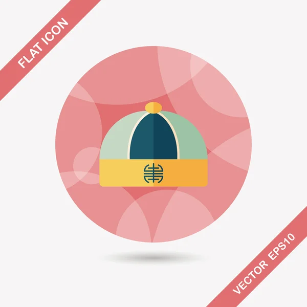 Chinese hat flat icon with long shadow, eps10 — стоковый вектор