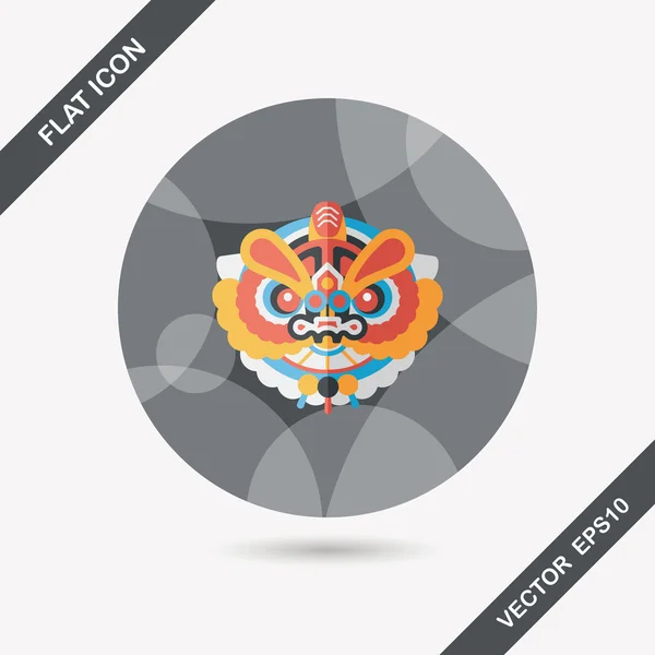 Chinese New Year flat icon with long shadow, eps10, The dragon and — стоковый вектор