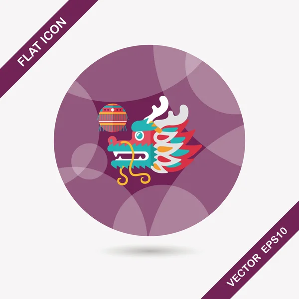 Chinees Nieuwjaar platte pictogram met lange schaduw, eps10, de draak en — Stockvector