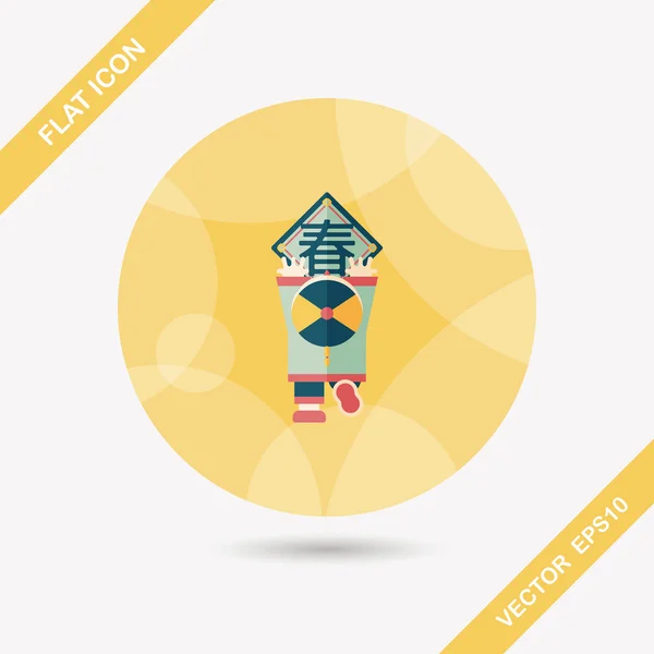 Chinese New Year platte pictogram met lange schaduw, eps10, het weinig bo — Stockvector