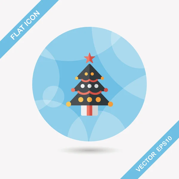 Julgran flat ikonen med långa skugga, eps10 — Stock vektor