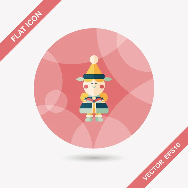 Christmas girl flat icon with long shadow, eps10 — стоковый вектор