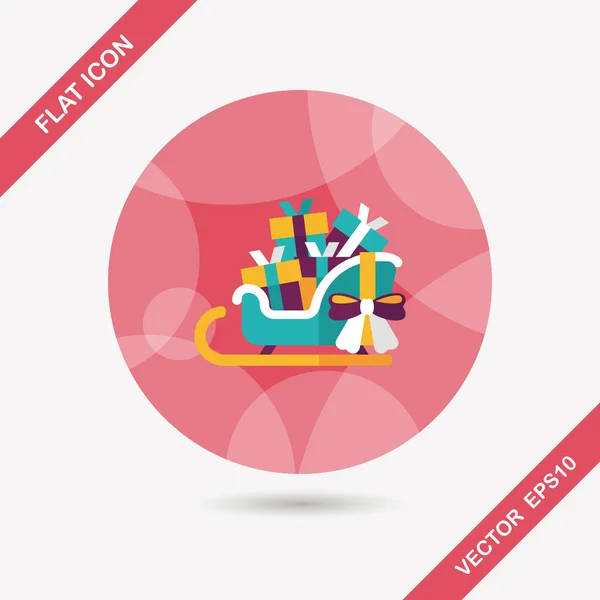 Christmas sleigh gift basket flat icon with long shadow,eps10 — Stock Vector