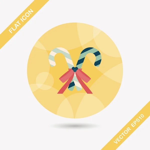 Christmas candy cane flat icon with long shadow, eps10 — стоковый вектор