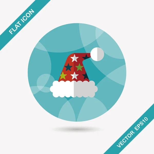 Christmas hat flat icon with long shadow, eps10 — Stock Vector