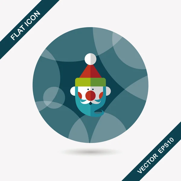 Icône plate du Père Noël avec ombre longue, eps10 — Image vectorielle