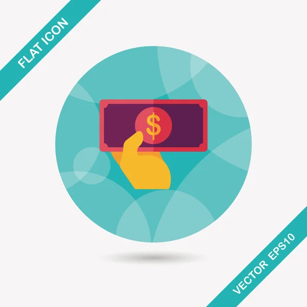 Comprar dinero en efectivo icono plano con sombra larga, eps10 — Vector de stock