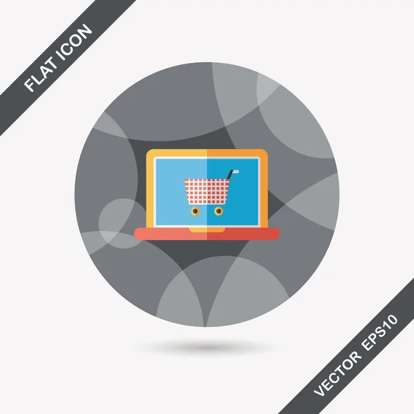 Online shopping flat icon with long shadow, eps10 — стоковый вектор