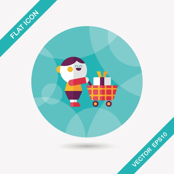 Compras icono plano con sombra larga, eps10 — Vector de stock