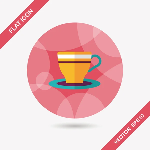 Xícara de café ícone plano com sombra longa, eps10 — Vetor de Stock