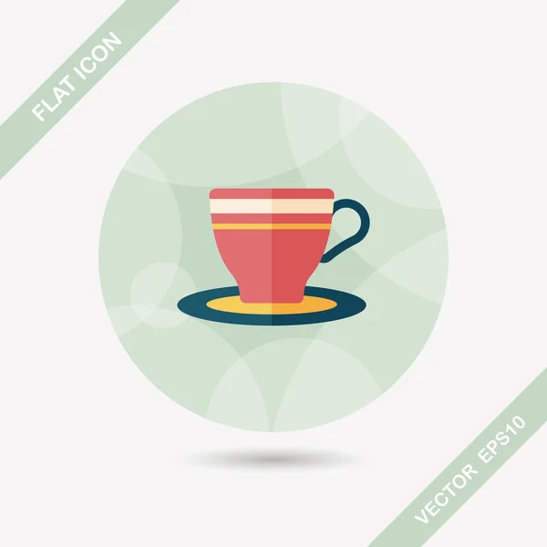 Taza de café icono plano con sombra larga, eps10 — Vector de stock