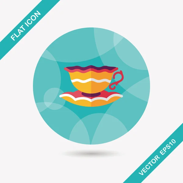 Kaffeetasse flach mit langem Schatten, Eps10 — Stockvektor