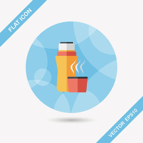 Botella de agua icono plano con sombra larga, eps10 — Vector de stock