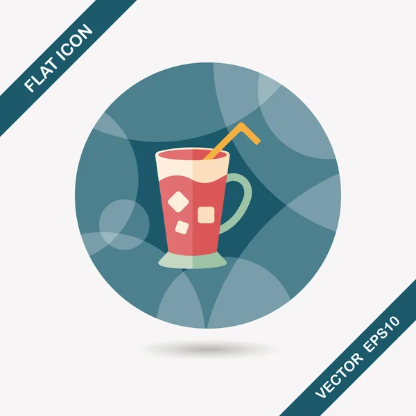 Iced drankje platte pictogram met lange schaduw, eps10 — Stockvector