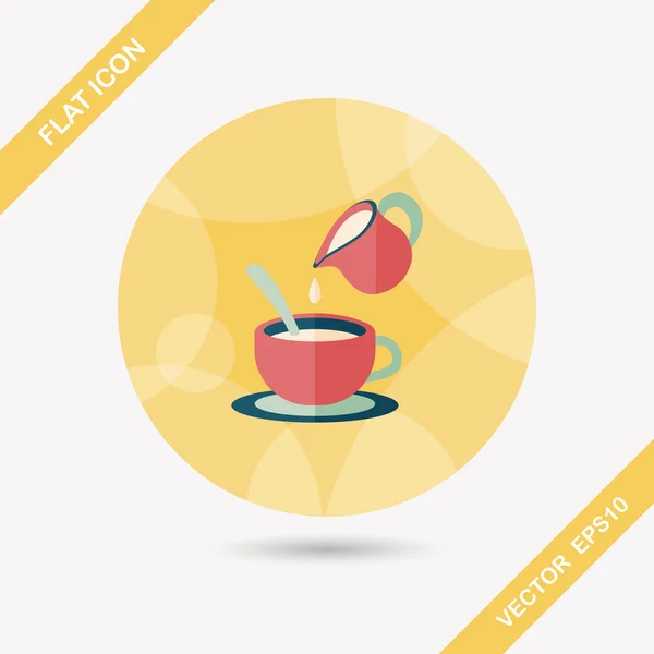 Crema de leche caliente café icono plano con sombra larga, eps10 — Vector de stock