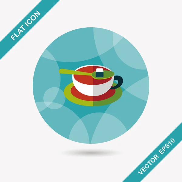 De platte pictogram koffie met lange schaduw, eps10 — Stockvector