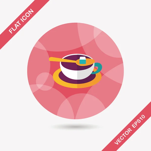 De platte pictogram koffie met lange schaduw, eps10 — Stockvector