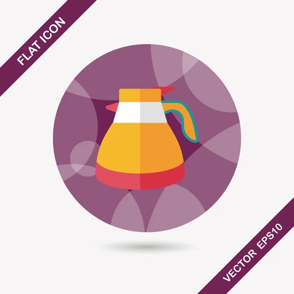 Tetera de café icono plano con sombra larga, eps10 — Vector de stock