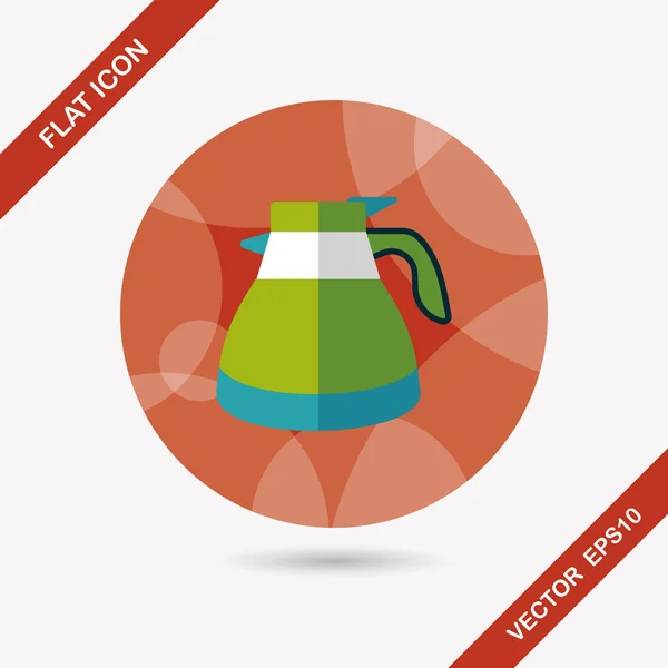 Koffie waterkoker platte pictogram met lange schaduw, eps10 — Stockvector