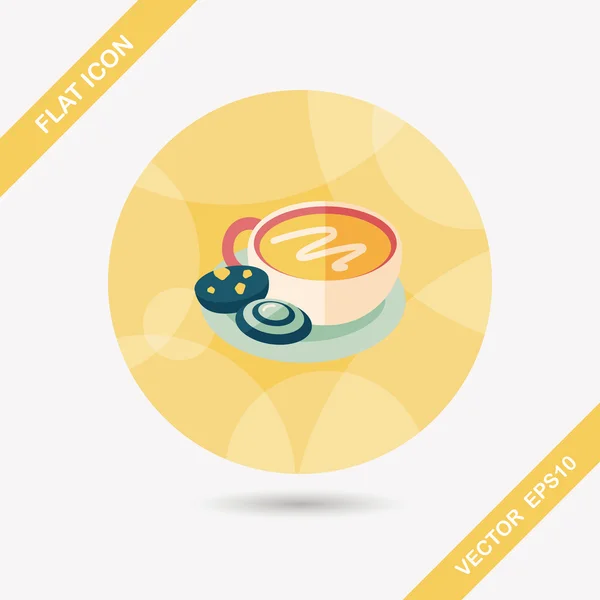 Café con chocolate icono plano con sombra larga, eps10 — Vector de stock