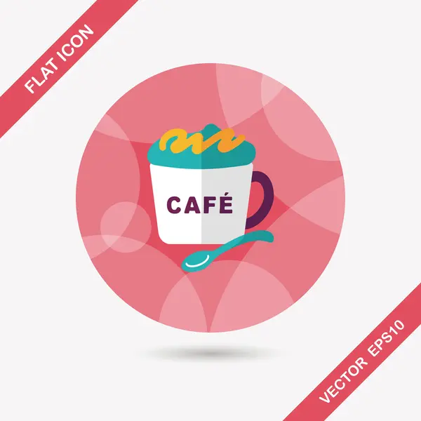 Café icono plano con sombra larga, eps10 — Vector de stock