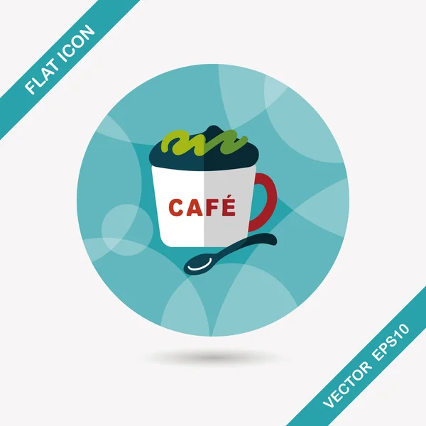 De platte pictogram koffie met lange schaduw, eps10 — Stockvector