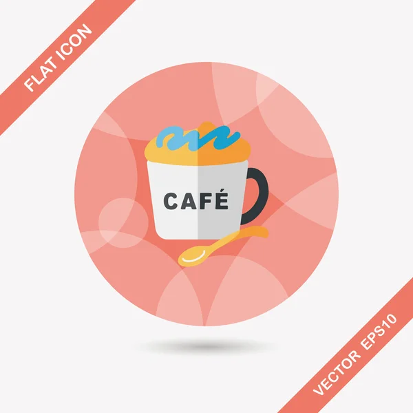 Café icono plano con sombra larga, eps10 — Vector de stock
