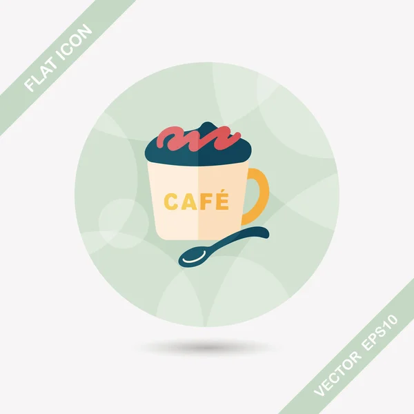 De platte pictogram koffie met lange schaduw, eps10 — Stockvector