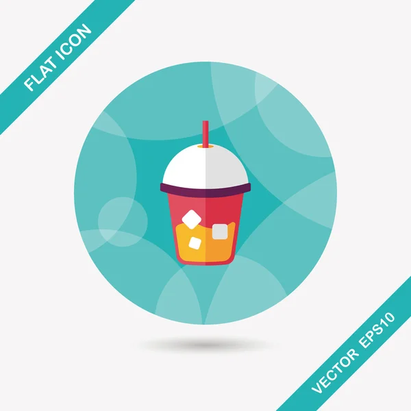 Ice drink flat icon with long shadow, eps10 — стоковый вектор