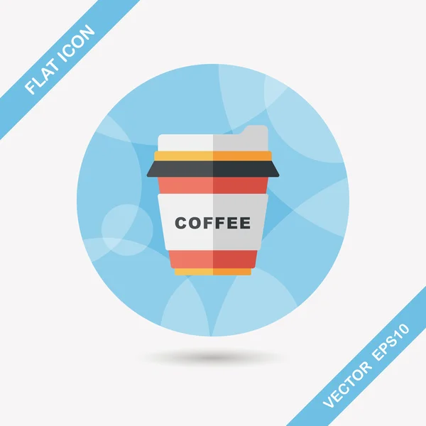 De platte pictogram afhaalmaaltijden koffie met lange schaduw, eps10 — Stockvector