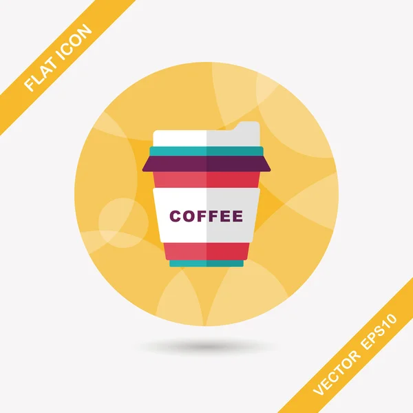 Take eaway coffee flat icon with long shadow, eps10 — стоковый вектор