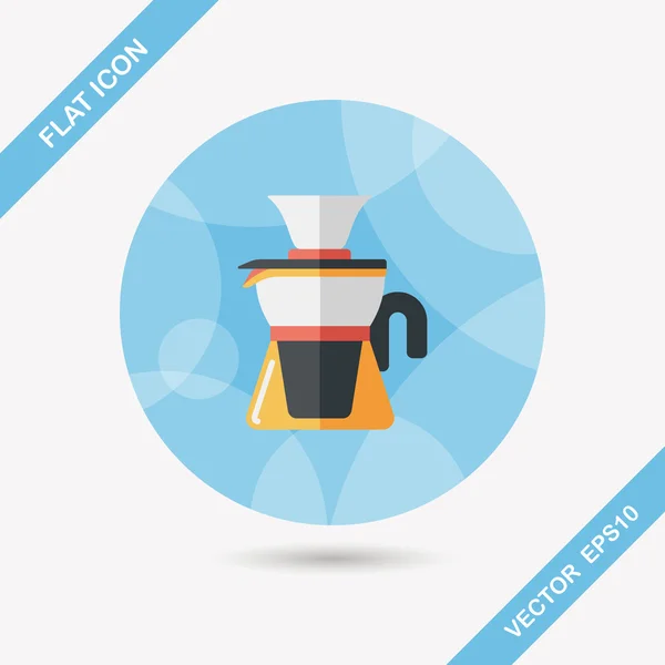 Koffie waterkoker platte pictogram met lange schaduw, eps10 — Stockvector