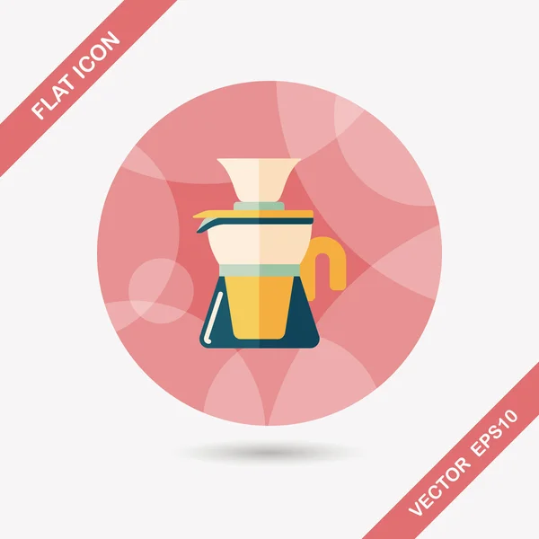 Kávé vízforraló lapos ikon a hosszú árnyék, eps10 — Stock Vector