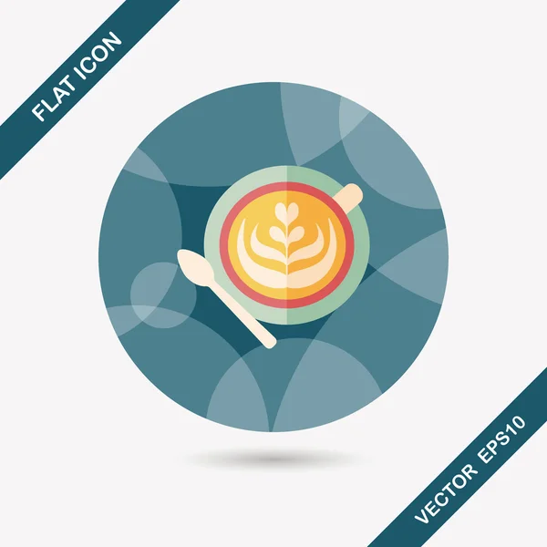 Café latte art icône plate avec ombre longue, eps10 — Image vectorielle