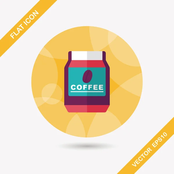 Vidrio enlatado icono plano café con sombra larga, eps10 — Vector de stock