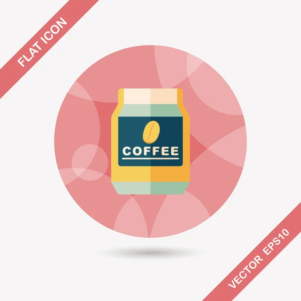 Glas ingeblikte koffie platte pictogram met lange schaduw, eps10 — Stockvector