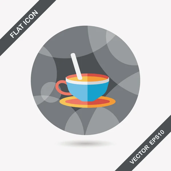 Kaffee-Flach-Ikone mit langem Schatten, Eps10 — Stockvektor