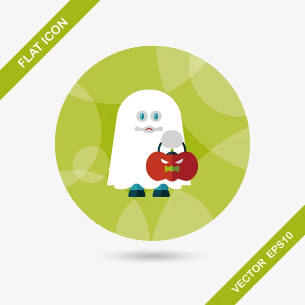 Fantasma icono plano con sombra larga, eps10 — Vector de stock