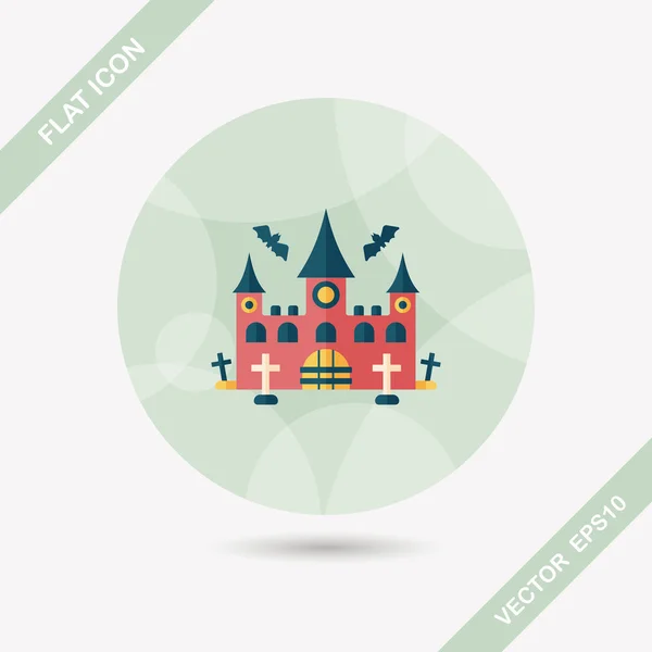 Castelo de Halloween ícone plano com sombra longa, eps10 — Vetor de Stock