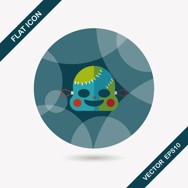 Halloween icono plano zombie con sombra larga, eps10 — Vector de stock