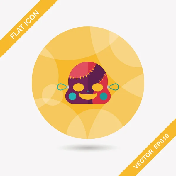 Halloween zombie flat icon with long shadow,eps10 — Stock Vector