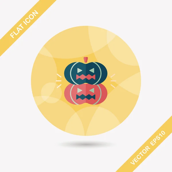 Pumpkin monster flat icon with long shadow, eps10 — стоковый вектор