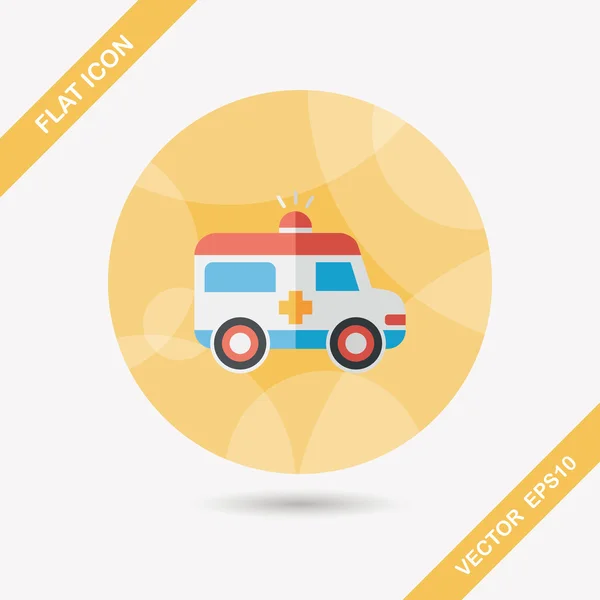 Ambulancia icono plano con sombra larga — Vector de stock